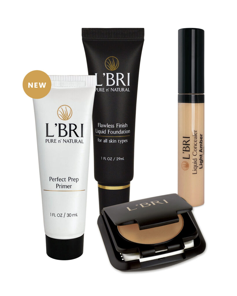 Perfect Prep Primer, Flawless Finish Liquid Foundation, Liquid Concealer, and Perfect Finish Dual Action Powder