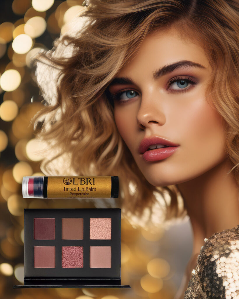 Glamour girl with Tinted Peppermint Lip Balm and the Enchanted Multi-Finish Eyeshadow Palette