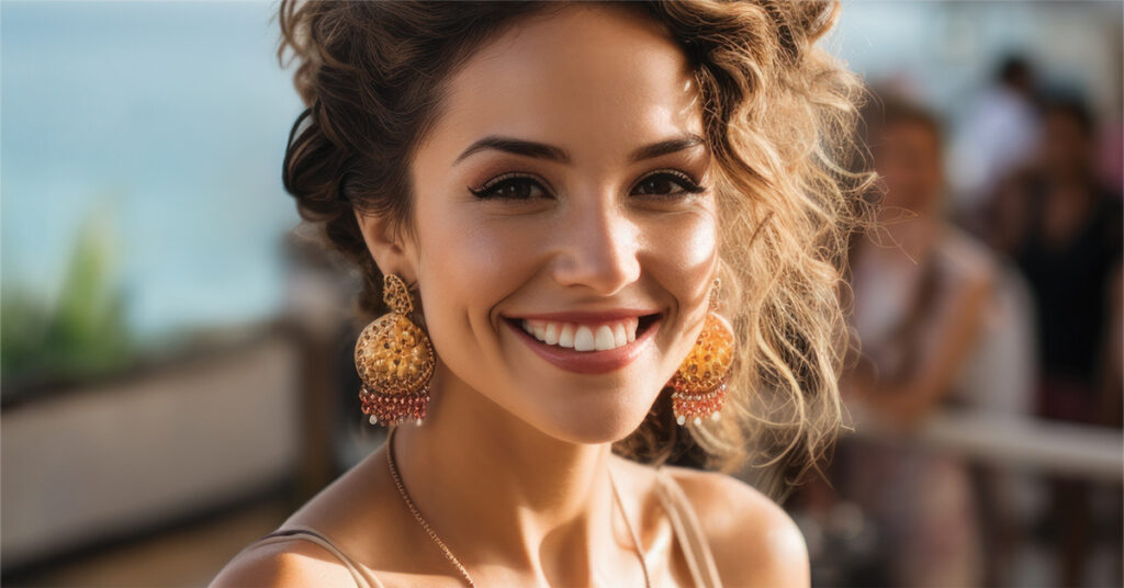Beautiful model wearing spring look